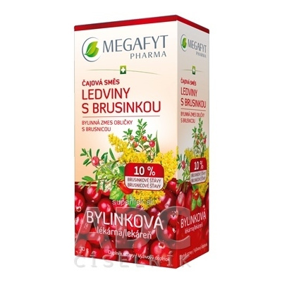 MEGAFYT Bylinková lekáreň OBLIČKY S BRUSNICOU čajová zmes (bylinný čaj) 10% brusnicovej šťavy, 20x1,5 g (30 g), 8595151948292