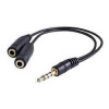 Audio Redukcia, Jack, Jack (3,5 mm) M (4-pólový)-Jack (3,5mm) 2x F, 0.2, stereo, čierna, Logo