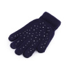 Dámske / dievčenské pletené rukavice s kamienkami - modrá tmavá