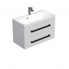 Swiss aqua technologies Koupelnová skříňka s černou úchytkou a umyvadlem SAT Cube Way 80x53x40 cm bílá lesk lesk/mat CUBE2C80ZBL