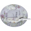 HOME ELEMENTS Servírovacia sada Home Elements Porcelánový okrúhly tanier s lyžicou na tortu, Levanduľa