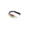 Delock adaptér stereo jack 3,5 mm 4 pin samice 2 x stereo jack 3,5 mm 3 pin 65459