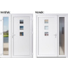 Dvojkrídlové vonkajšie dvere plastové Soft Ella+Sklo Nisip, Biela/Biela, 130x200 cm, pravé