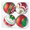 MagicHome GuleVianoce, 4 ks, červeno - zelené, s ornamentami, na vianočný stromček, 10 cm