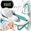 Skladacia vanička pre bábätká bielo-zelená s vankúšikom a výpustným ventilom