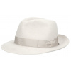 Luxusný biely klobúk Fedora s bielou stuhou - 50 grammi Borsalino Veľkosť: 55 cm (S)