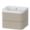 DURAVIT Happy D.2 Plus c-shaped závesná skrinka s nábytkovým umývadlom bez otvoru, 2 zásuvky, 575 x 490 x 480 mm, taupe matná lakovaná, HP4345N6060