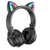 Borofone - Wireless Headphones Cat Ear BO18 bezdrôtové slúchadlá (Modrátooth 5.0, 400 mAh, ergonomický dizajn, LED svetlá) - čierne BOR384949