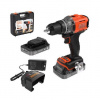 BLACK+DECKER Náradie - 18V AKU vŕtací skrutkovač, 2x aku 2,0 Ah Li-Ion, nabíjačka BCD382D2XK-QW