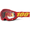 100% ACCURI 2 Enduro Moto okuliare červené číre Dual plexi