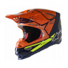 Prilba SUPERTECH S-M8 FACTORY 2022, ALPINESTARS (tmavá modrá / oranžová / žltá fluo lesklá) XL (obvod 61 - 62 cm)