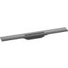 Hansgrohe RainDrain Flex - Lineárny sprchový žľab s nerezovým roštom 700, ku stene, skrátiteľný, kefovaný čierny chróm 56050340