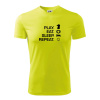 Eat sleep play - šach - Pánske tričko Fantasy športové - XL ( Neonová žltá )
