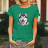 Dámské Tričko Sibiřský husky Velikost: XS, Barva: Středně zelená