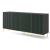 ARTBm Komoda RAVENNA F 3D3S 200 | čierna matná / zelená Prevedenie: Čierny mat / zelená / zlatá kovová podnož
