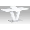 Autronic Rozkladací jedálenský stôl 120+40x80 cm, biely lesk / brúsený nerez HT-510 WT