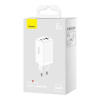 Baseus Baseus Travel Charger GaN5 Pro Fast wall charger, C+C+U, QC, AFC, PD 65W with Type-C to Type-C (100W) 1m, White EU (CCGP120202)