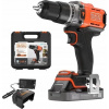 Black+Decker Akumulátorová vrtačka/šroubovák POWERCONNECT BCD383D1XK, 18 V (oranžová/černá, Li-ion baterie 2,0 Ah, pouzdro)