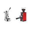 La Pavoni Europiccola Lusso + Eureka Mignon Libra 65 All Purpose, CR ferrari red