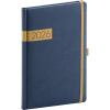 NOTIQUE Týždenný diár Twill 2026, modro-zlatý, 15 x 21 cm