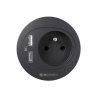 IBCONNECT Interiérová zásuvka do stola ATOS 1x230V + USB A-C / Čierna