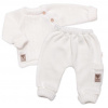 Baby Nellys Rastúci pletený svetrík a nohavice s vreckom Hand Made 2D, Nature - smotanový, veľ. 68/74, 68/74 (6-9m)