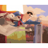 ZUTY Maľovanie podľa čísel - LETIACI SUPERMAN S KRYPTOM (DC LIGA SUPERMAZLIČKOV) Rámovanie: vypnuté plátno na rám, Rozmer: 40x50 cm