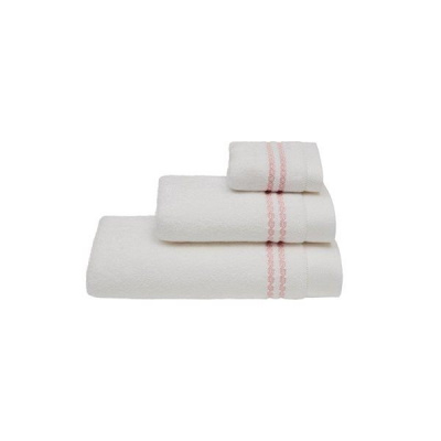 Soft Cotton Malý uterák Chaine 30 × 50 cm, biely – ružová výšivka