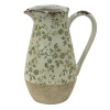 Clayre & Eef Keramický dekoračný džbán so zelenými kvetmi Jenia M - 20*14*25 cm - Clayre & Eef