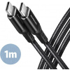 AXAGON BUCM-CM10AB, HQ kabel USB-C USB-C, 1m, USB 2.0, PD 60W 3A, ALU, oplet, černý