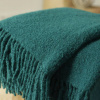 Prikrývka na posteľ - Prikrývky a koberce Wool 200 x 140 cm odtiene modrej farby, odtiene zelene (Smaragdová smaragdová hrubá prikrývka)