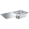 GROHE K500 nerezový drez s odkvapávacou plochou, s excentrom, obojstranný, horná montáž, 1000 x 500 mm, kartáčovaná nerezová oceľ, 31563SD1