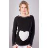 Be MaaMaa Tehotenské tričko / blúzka SRDCE dl. rukáv - čierne XL/XXXL