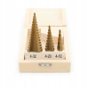 HSS TiN stupňový vrták, sada 3ks, 4-32mm, 4-20mm, 4-12mm, Kraft&Dele KD10244