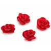 Saténový kvet ruže na našitie a nalepenie Ø5; 6 cm červená 4ks