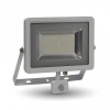 Reflektor LED 50W, 6000K, 4000lm, IP44, 100°, Al-biela, VS-RE, senz., VT-4850PIR (V-TAC)