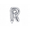 PartyDeco Fóliový balón Mini Písmeno R 35cm strieborný
