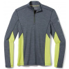 SMARTWOOL Pánske tričko M MERINO SPORT LONG SLEEVE 1/4 ZIP - charcoal heather/dark citron - sivé/zelené Veľkosť: S